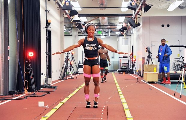 Shelly-Ann Fraser-Pryce at Nike's NSRL (Nike Sports Research Lab).