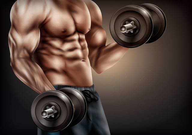 Hombre fuerte con grandes músculos preparando peso para entrenar en el  gimnasio. Ponerse en forma. Stock Photo